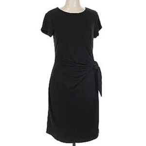 Magaschoni Black Tie-Waist Dress Effortless Chic Flattering Fit Comfy Mini